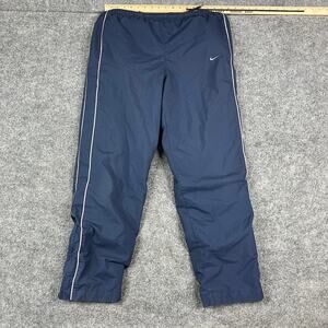 Nike Track Pants Mens M Navy Windbreaker Style White Piping Athletic Joggers